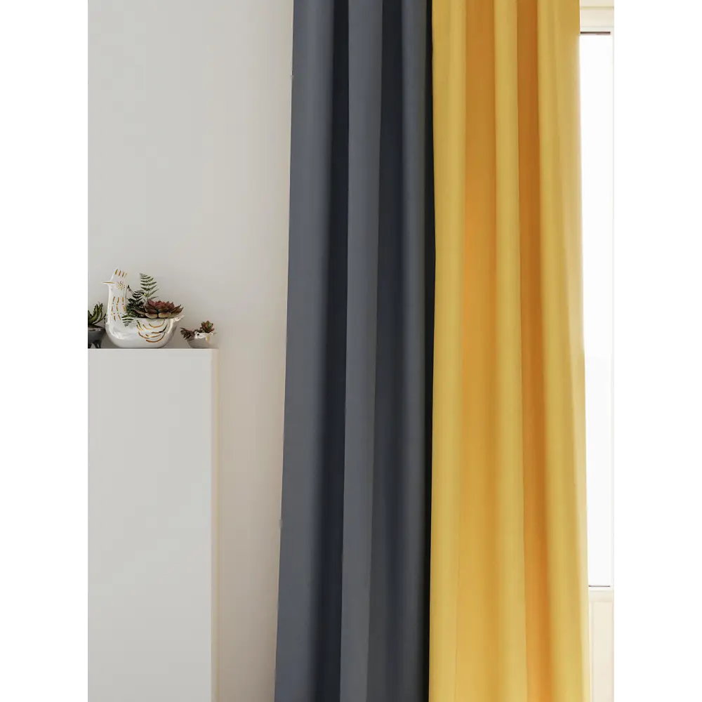 Фото 6 Комплект штор на ленте At Home Нобиус 145x280 см полиэстер цвет серый/желтый/голубой AA213537-280