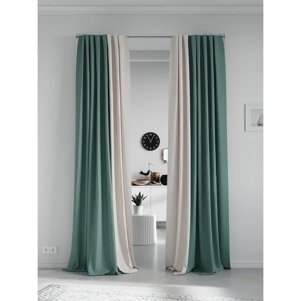 Фото 2 Комплект штор на ленте At Home Нобиус 145x320 см полиэстер цвет бирюзовый AA213596-320 Фото 2 Комплект штор на ленте At Home Нобиус 145x320 см полиэстер цвет бирюзовый AA213596-320