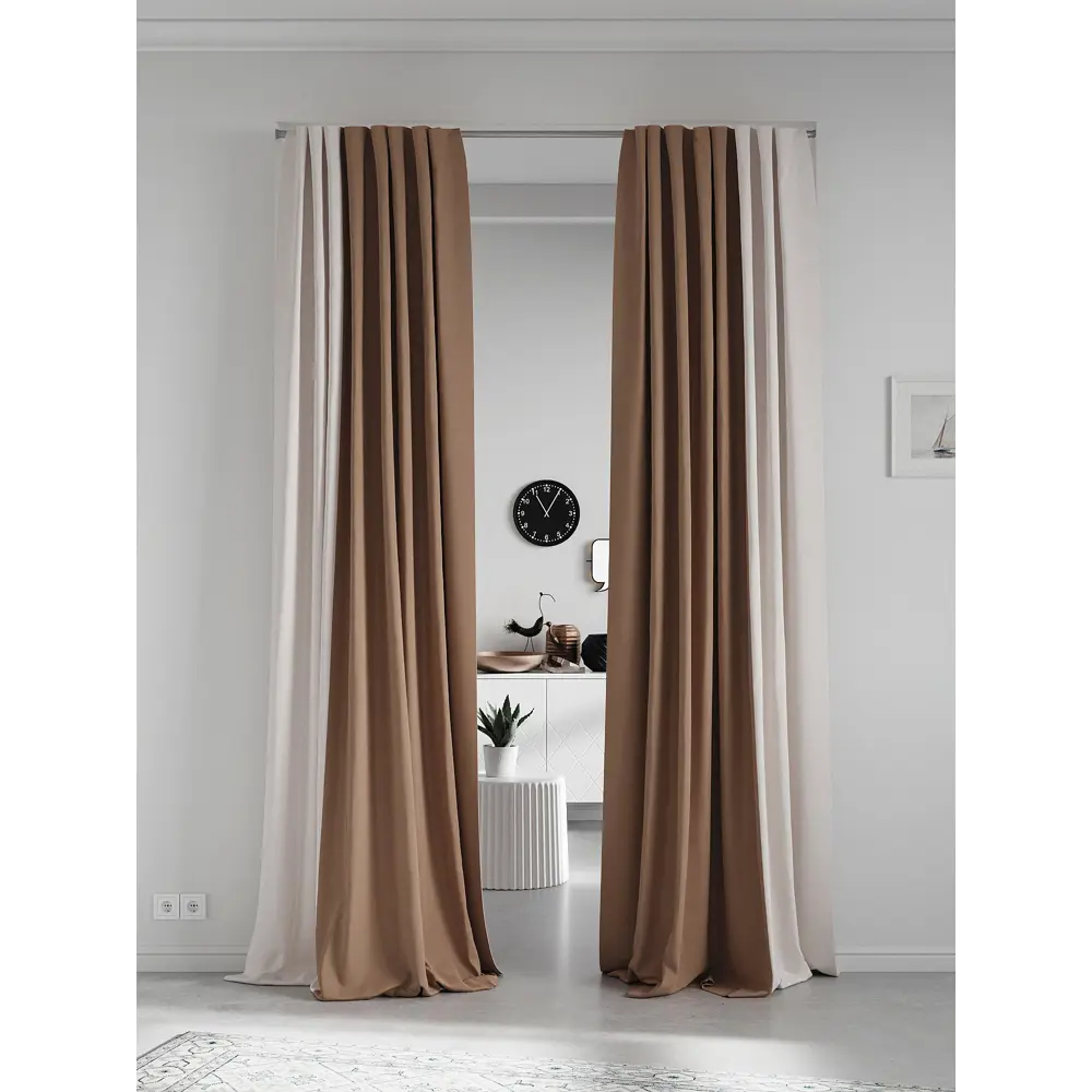 Фото 2 Комплект штор на ленте At Home Нобиус 145x250 см полиэстер цвет коричневый AA213619-250 Фото 2 Комплект штор на ленте At Home Нобиус 145x250 см полиэстер цвет коричневый AA213619-250