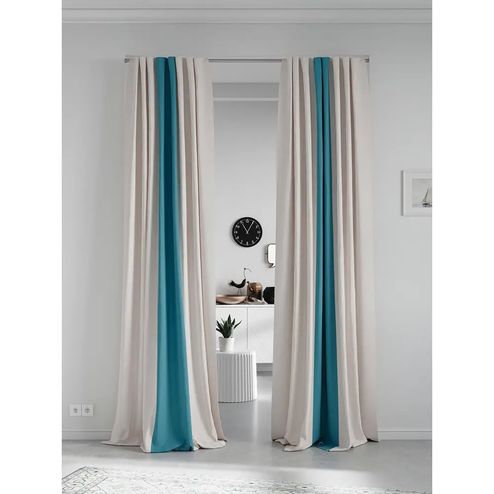 Фото 2 Комплект штор на ленте At Home Нобиус 180x320 см полиэстер цвет бирюзовый AA213553-320 Фото 2 Комплект штор на ленте At Home Нобиус 180x320 см полиэстер цвет бирюзовый AA213553-320