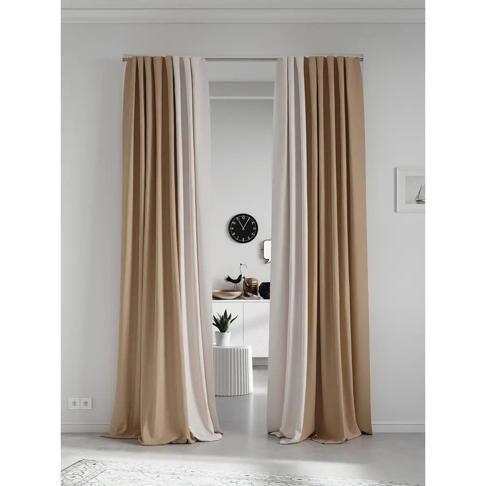 Фото 2 Комплект штор на ленте At Home Нобиус 145x340 см полиэстер цвет бежевый AA213588-340 Фото 2 Комплект штор на ленте At Home Нобиус 145x340 см полиэстер цвет бежевый AA213588-340