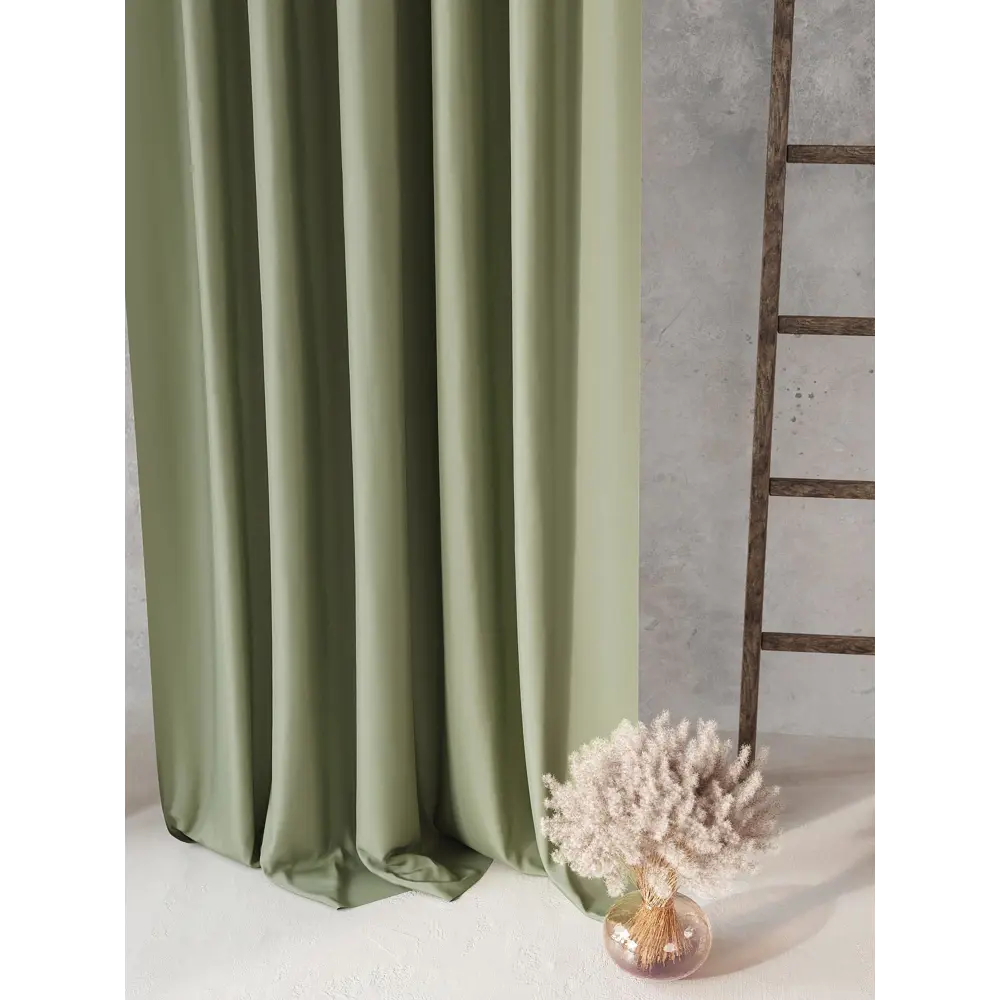 Фото 3 Комплект штор на ленте At Home Блэки 150x260 см блэкаут цвет зеленый AA213042-260