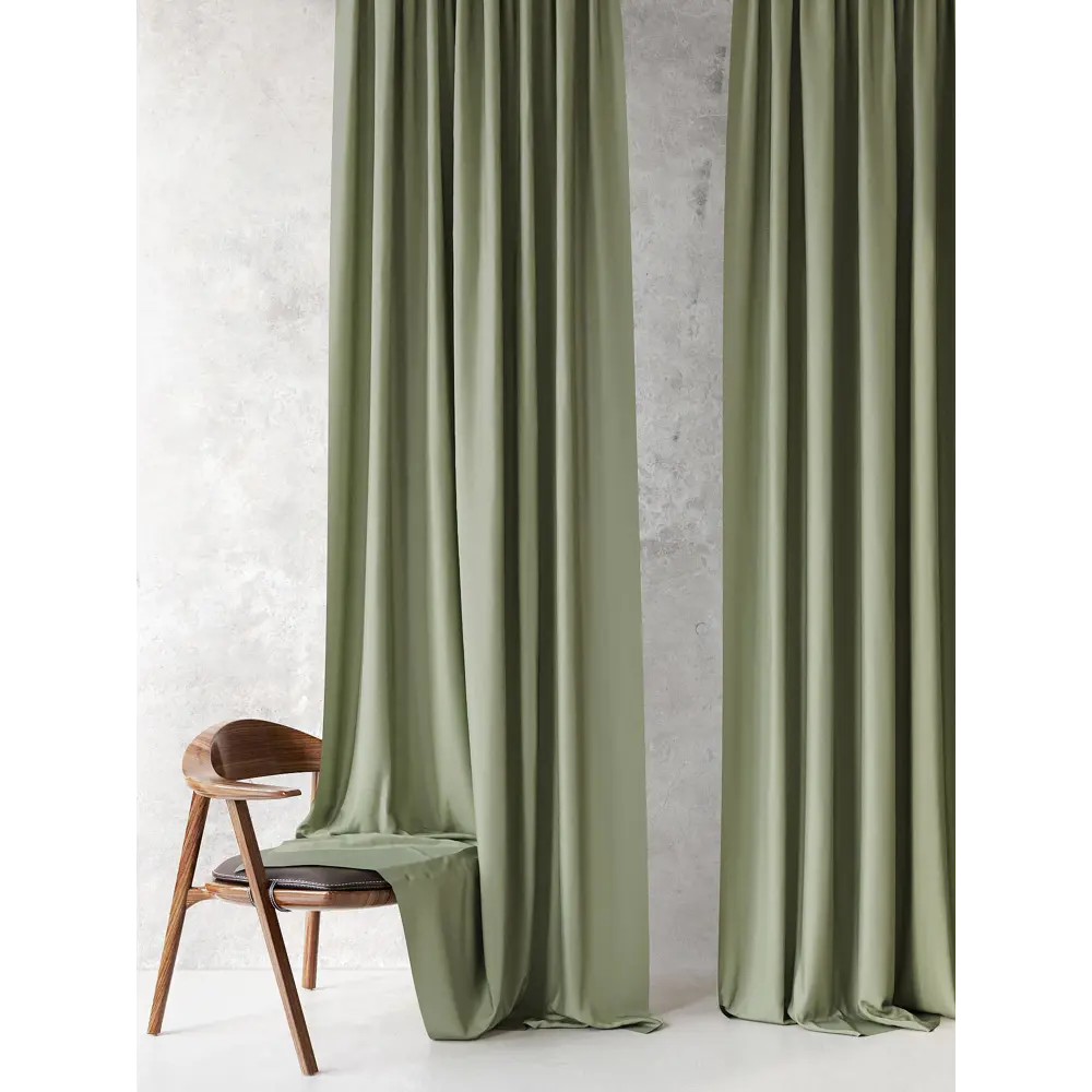 Фото 5 Комплект штор на ленте At Home Блэки 150x260 см блэкаут цвет зеленый AA213042-260