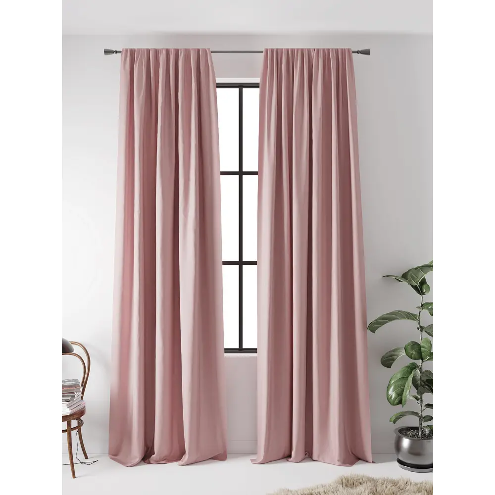 Фото 2 Комплект штор на ленте At Home Блэки 150x270 см блэкаут цвет розовый AA213036-270