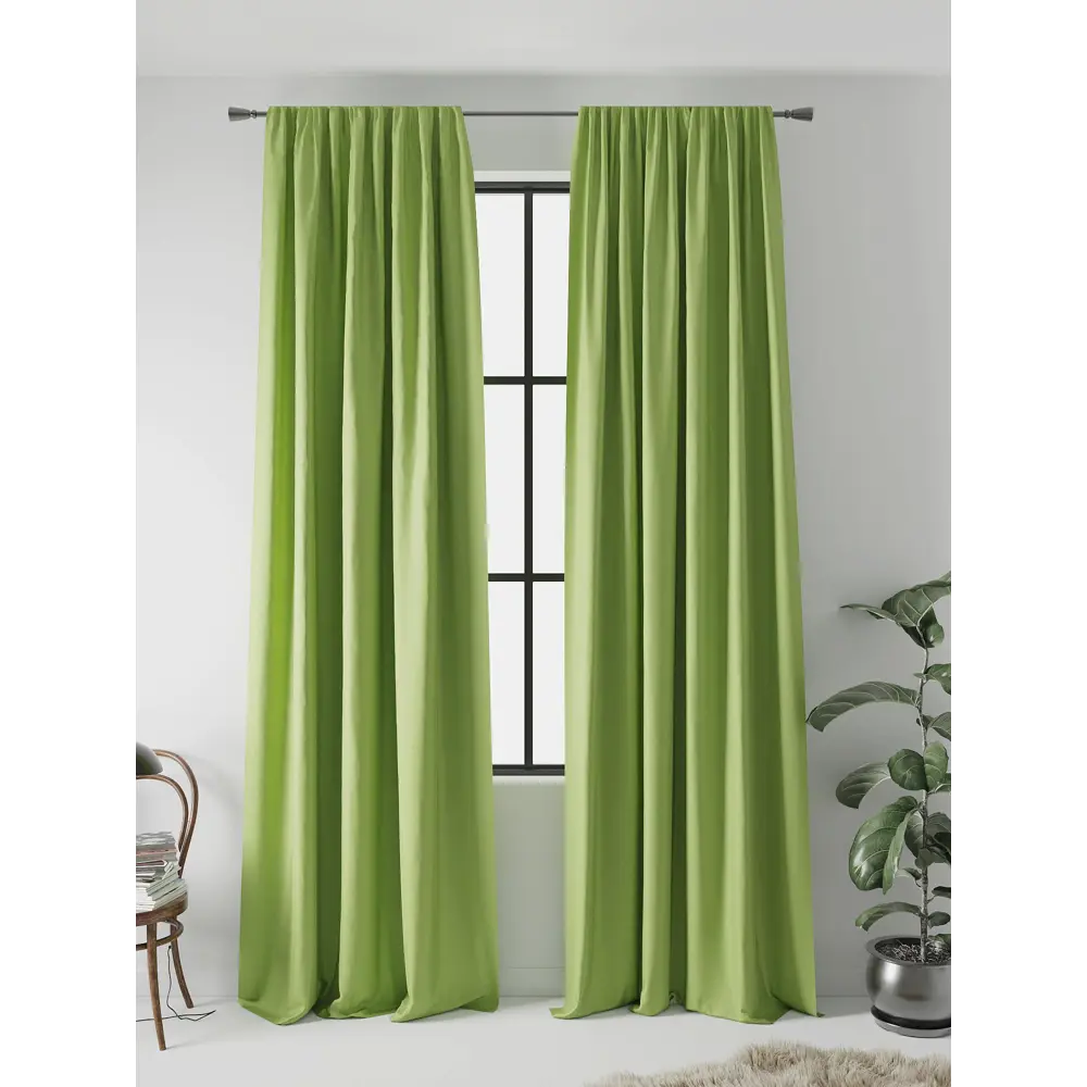Фото 2 Комплект штор на ленте At Home Блэки 150x260 см блэкаут цвет зеленый AA213035-260 Фото 2 Комплект штор на ленте At Home Блэки 150x260 см блэкаут цвет зеленый AA213035-260