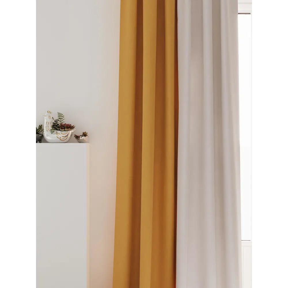 Фото 6 Комплект штор на ленте At Home Нобиус 145x230 см полиэстер цвет желтый/оранжевый AA213502-230