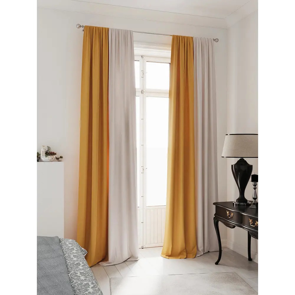 Фото 3 Комплект штор на ленте At Home Нобиус 145x230 см полиэстер цвет желтый/оранжевый AA213502-230