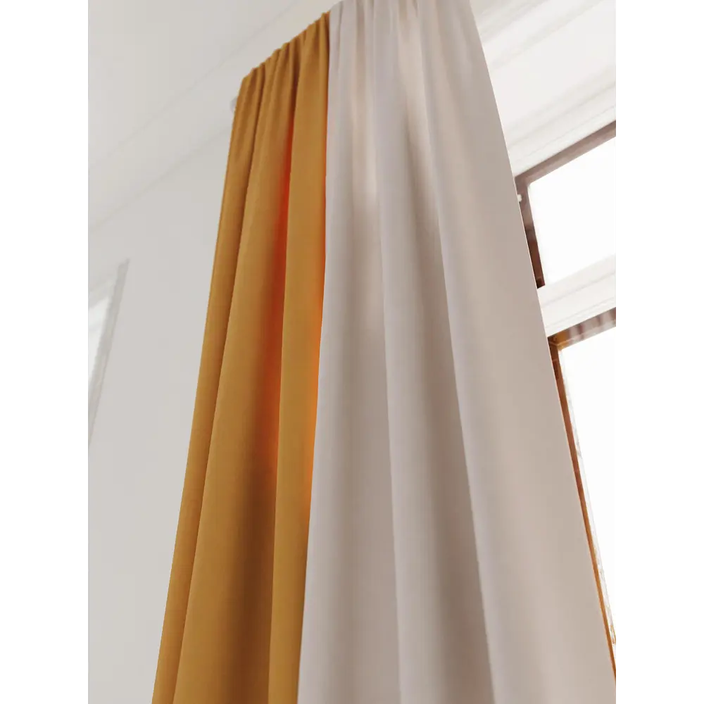 Фото 7 Комплект штор на ленте At Home Нобиус 145x240 см полиэстер цвет желтый/оранжевый AA213502-240