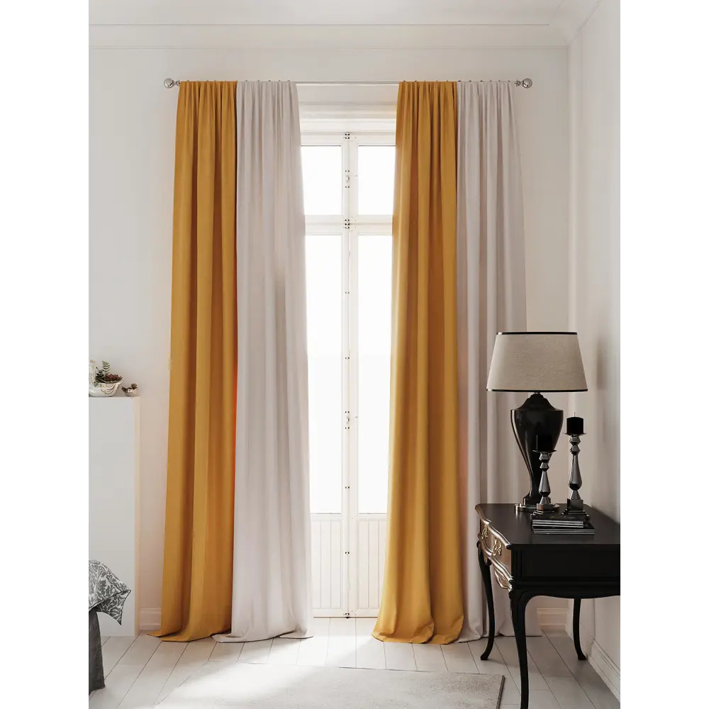 Фото 2 Комплект штор на ленте At Home Нобиус 145x240 см полиэстер цвет желтый/оранжевый AA213502-240