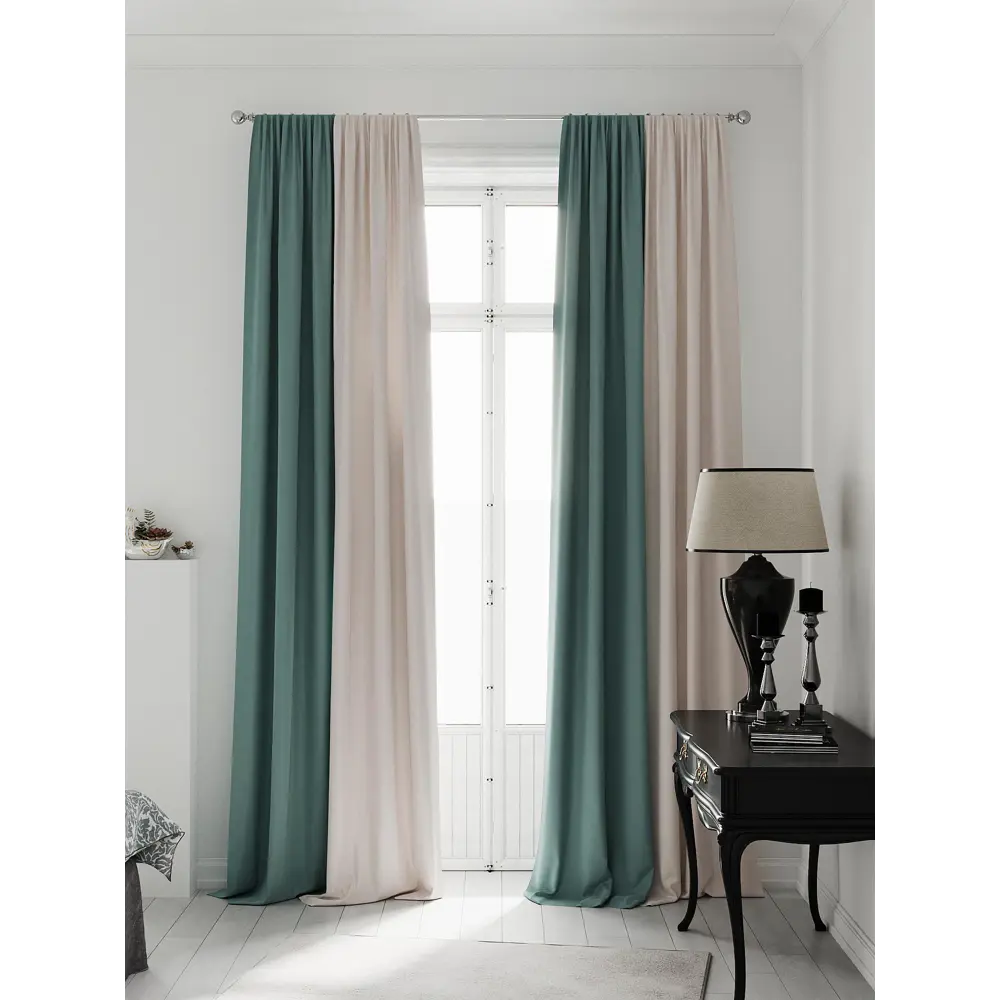 Фото 2 Комплект штор на ленте At Home Нобиус 145x320 см полиэстер цвет бирюзовый AA213515-320 Фото 2 Комплект штор на ленте At Home Нобиус 145x320 см полиэстер цвет бирюзовый AA213515-320