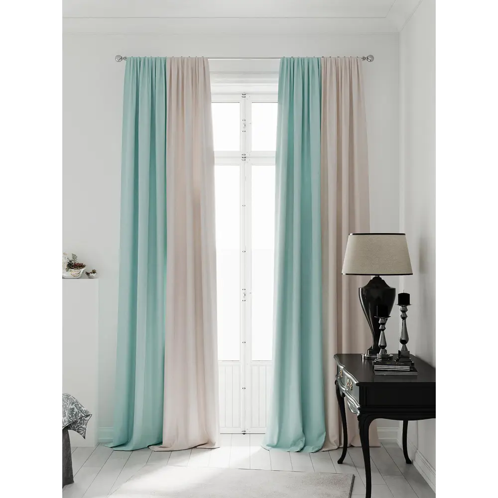 Фото 2 Комплект штор на ленте At Home Нобиус 145x340 см полиэстер цвет бирюзовый AA213514-340