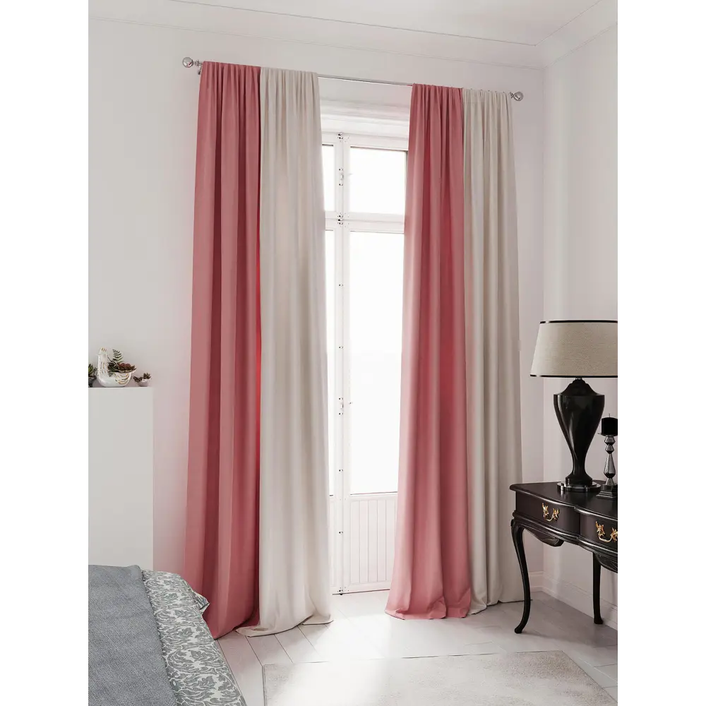Фото 3 Комплект штор на ленте At Home Нобиус 145x280 см полиэстер цвет розовый/фиолетовый AA213520-280
