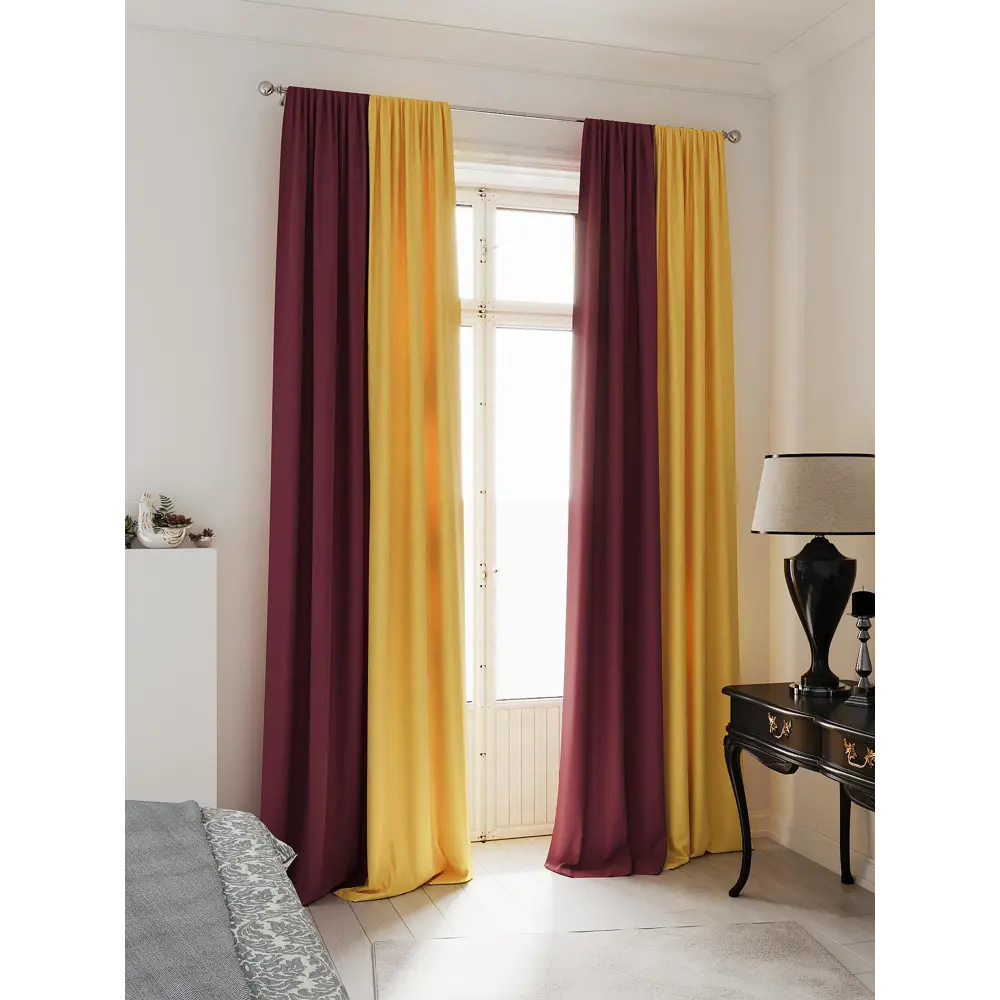 Фото 3 Комплект штор на ленте At Home Нобиус 145x270 см полиэстер цвет фиолетовый AA213530-270