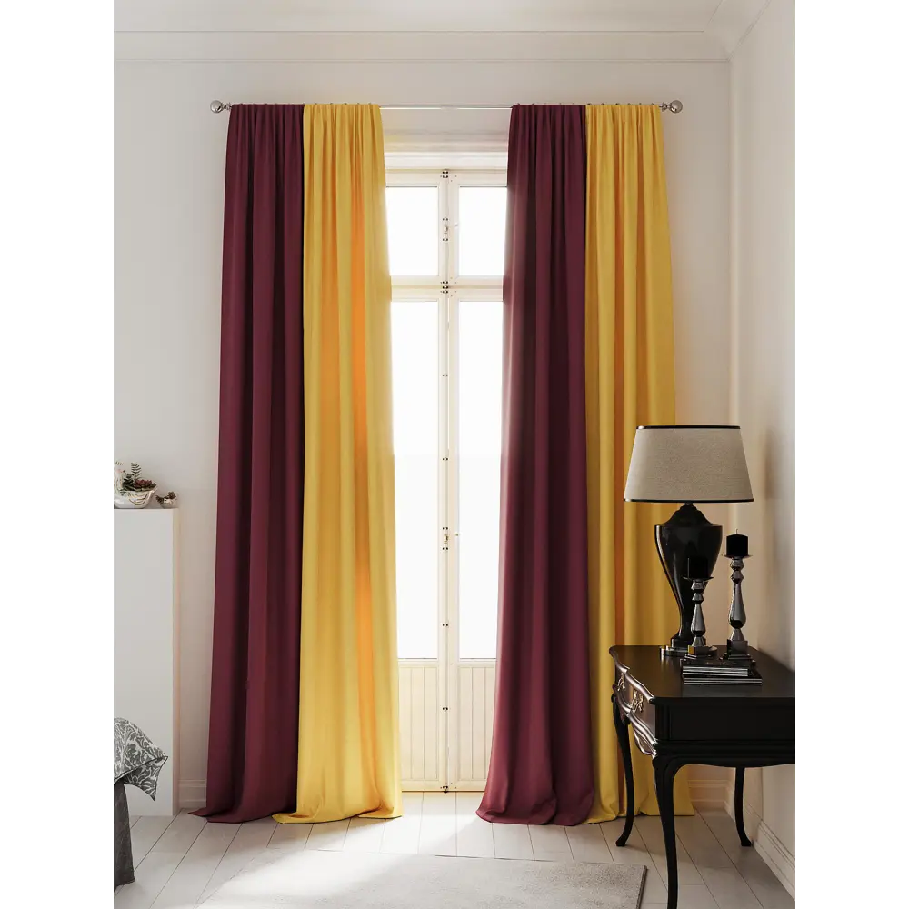 Фото 2 Комплект штор на ленте At Home Нобиус 145x230 см полиэстер цвет фиолетовый AA213530-230