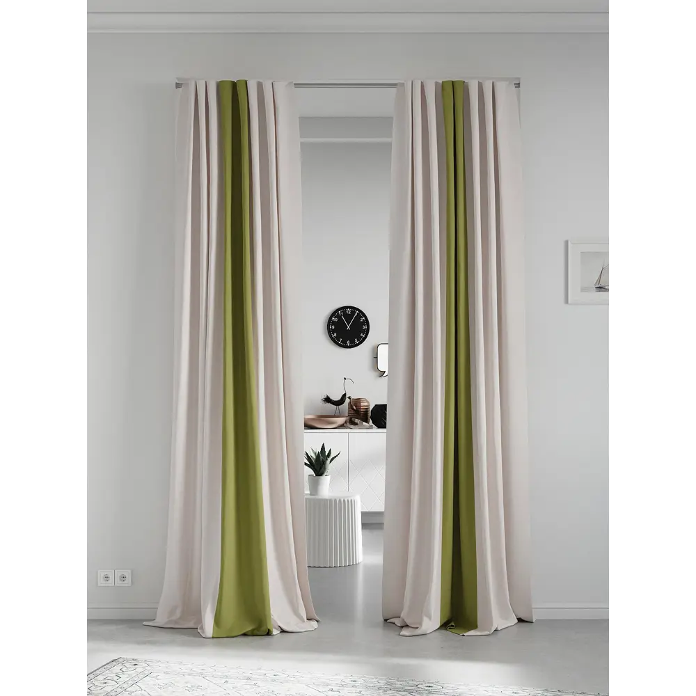 Фото 2 Комплект штор на ленте At Home Нобиус 145x250 см полиэстер цвет зеленый AA213547-250