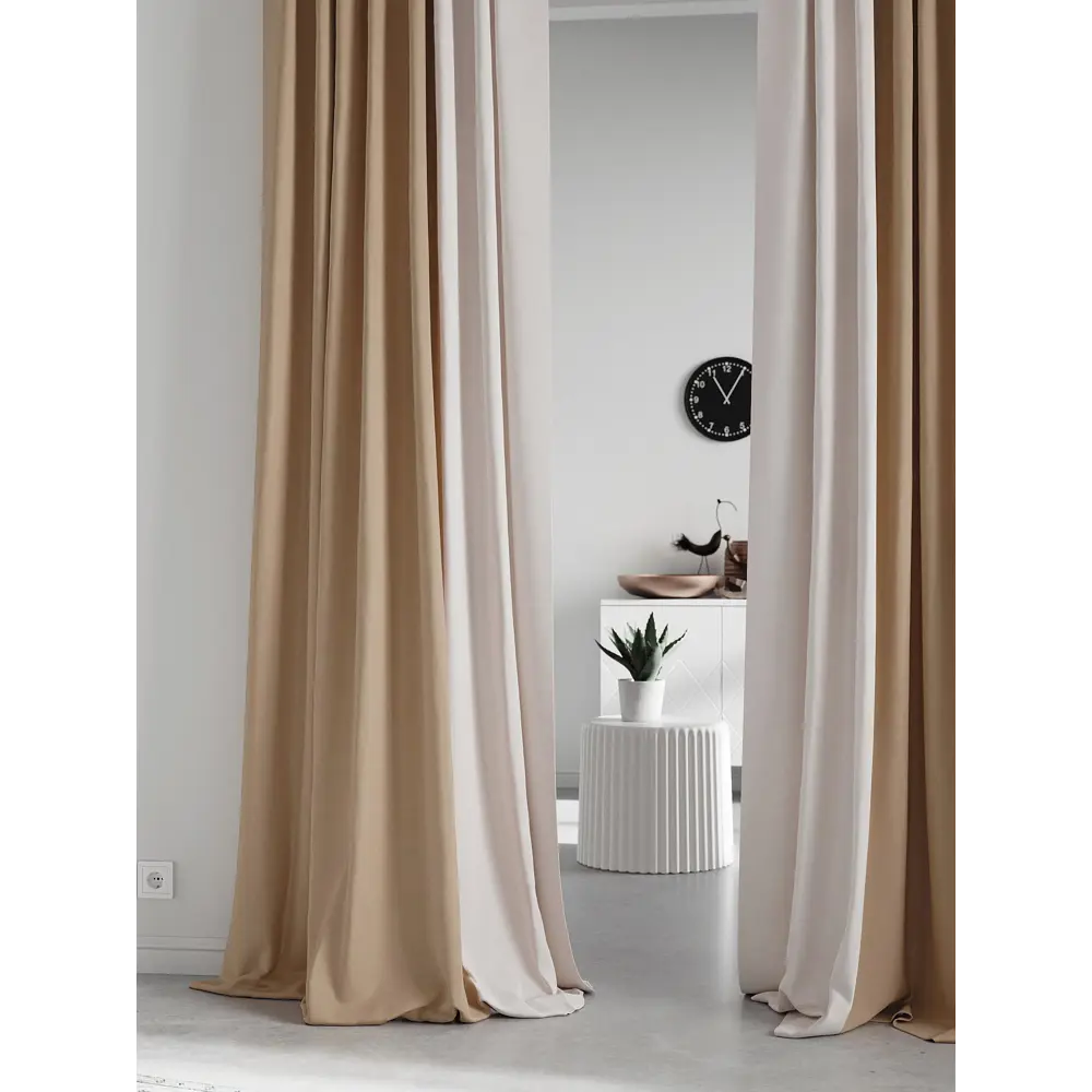 Фото 3 Комплект штор на ленте At Home Нобиус 145x240 см полиэстер цвет бежевый AA213588-240