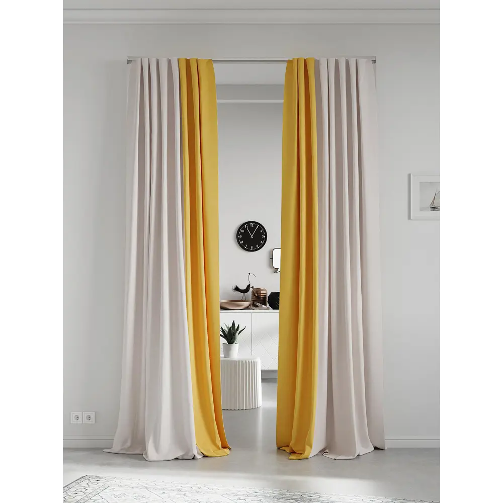 Фото 2 Комплект штор на ленте At Home Нобиус 145x240 см полиэстер цвет желтый AA213604-240