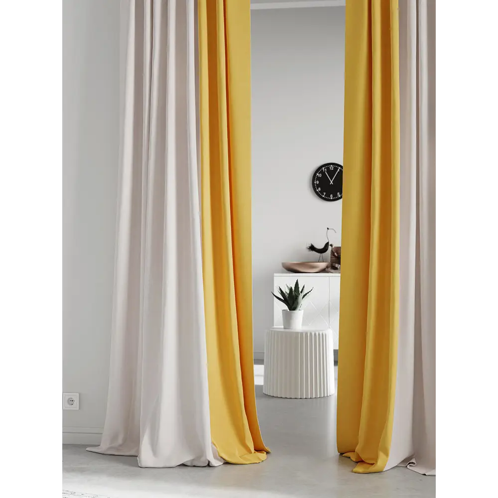 Фото 3 Комплект штор на ленте At Home Нобиус 145x240 см полиэстер цвет желтый AA213604-240