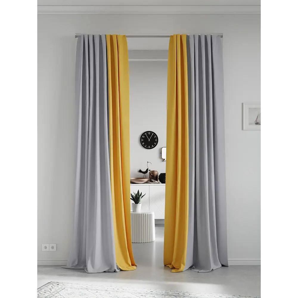 Фото 2 Комплект штор на ленте At Home Нобиус 145x280 см полиэстер цвет серый AA213612-280 Фото 2 Комплект штор на ленте At Home Нобиус 145x280 см полиэстер цвет серый AA213612-280