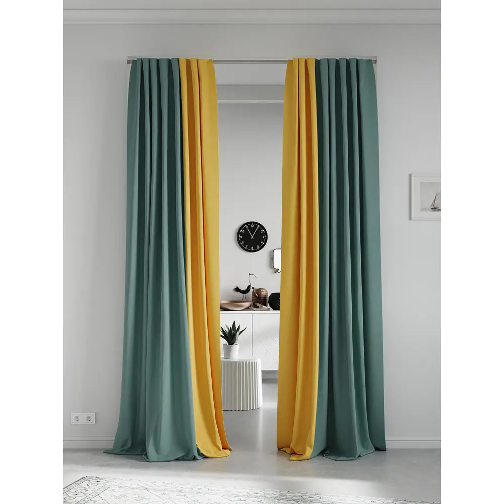 Фото 2 Комплект штор на ленте At Home Нобиус 145x290 см полиэстер цвет бирюзовый/зеленый AA213611-290