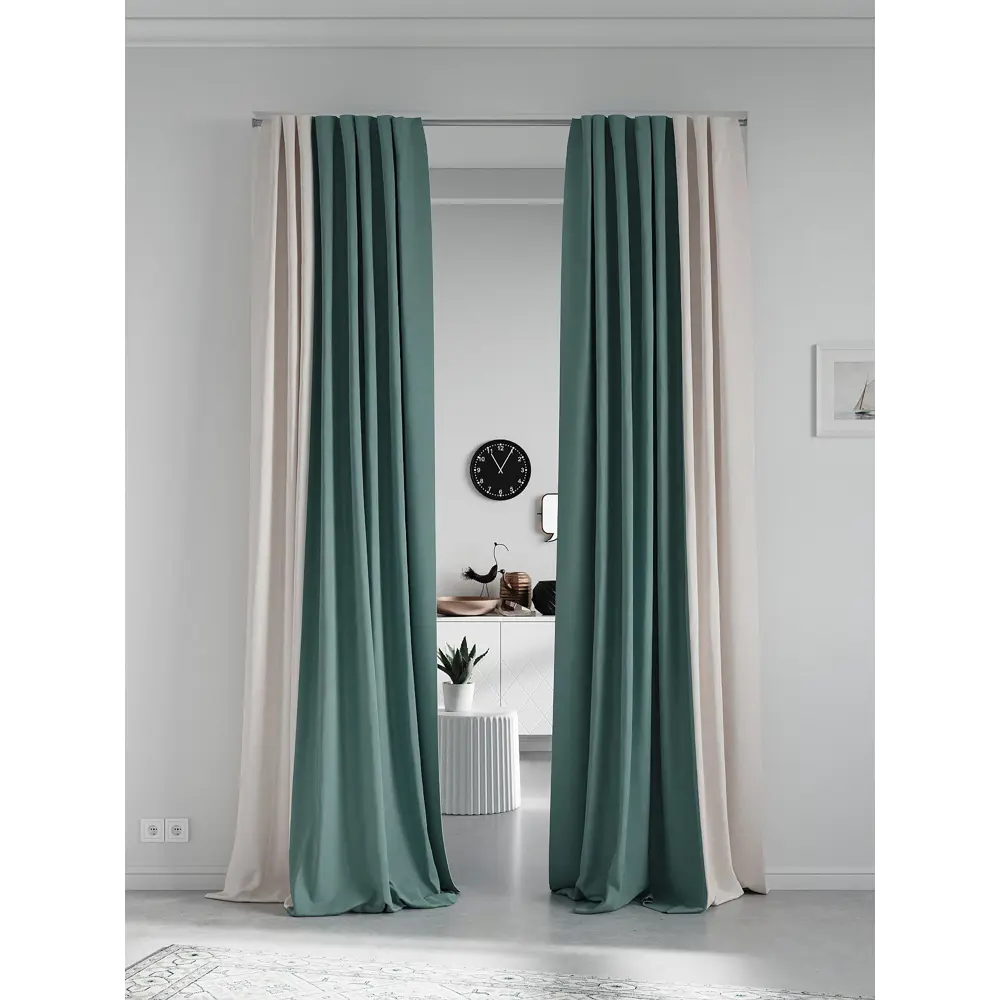 Фото 2 Комплект штор на ленте At Home Нобиус 145x320 см полиэстер цвет бирюзовый AA213624-320 Фото 2 Комплект штор на ленте At Home Нобиус 145x320 см полиэстер цвет бирюзовый AA213624-320