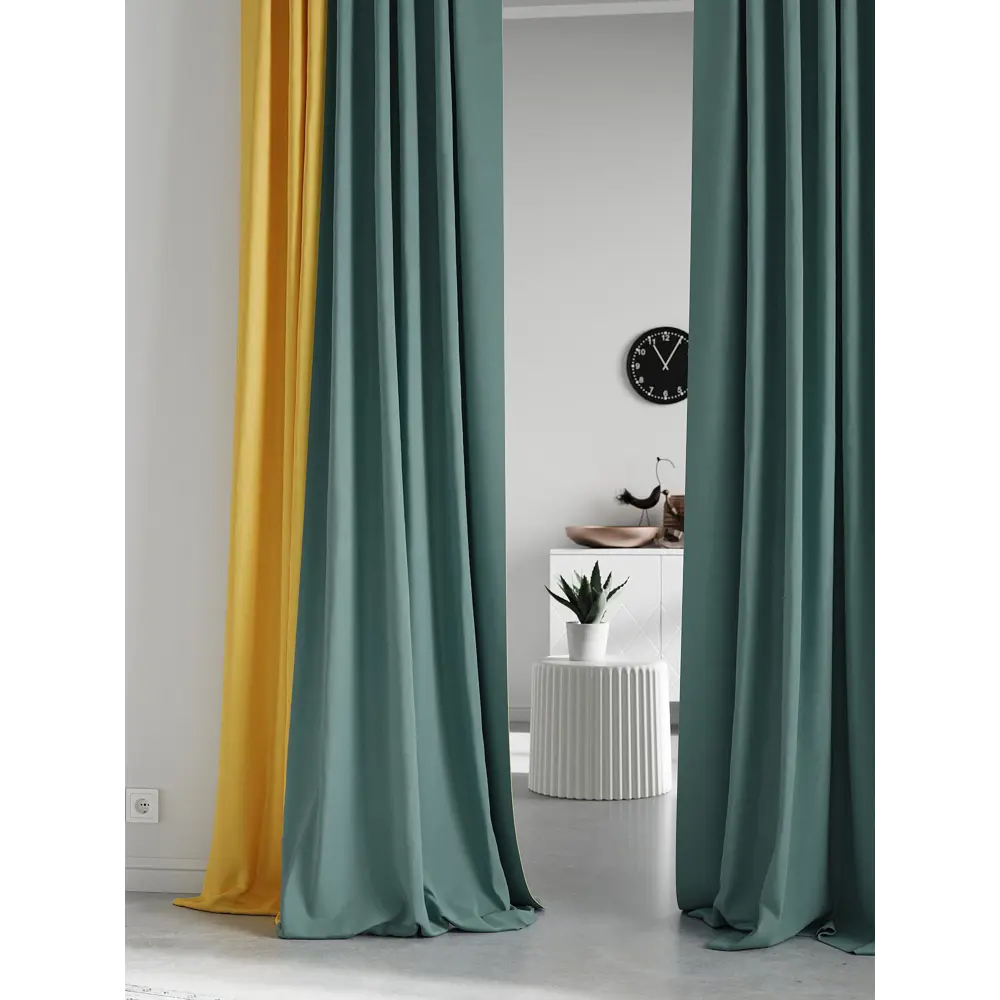 Фото 3 Комплект штор на ленте At Home Нобиус 145x290 см полиэстер цвет бирюзовый AA213638-290