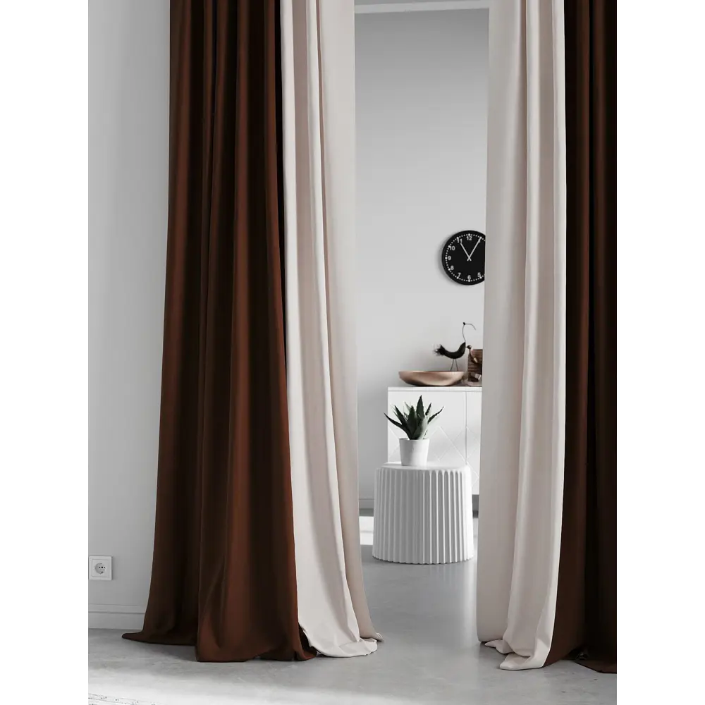 Фото 3 Комплект штор на ленте At Home Нобиус 145x260 см полиэстер цвет коричневый AA213591-260