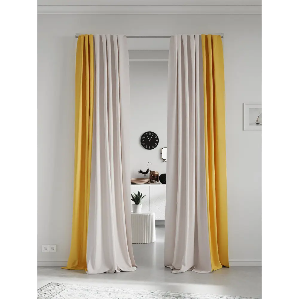 Фото 2 Комплект штор на ленте At Home Нобиус 145x340 см полиэстер цвет желтый AA213630-340