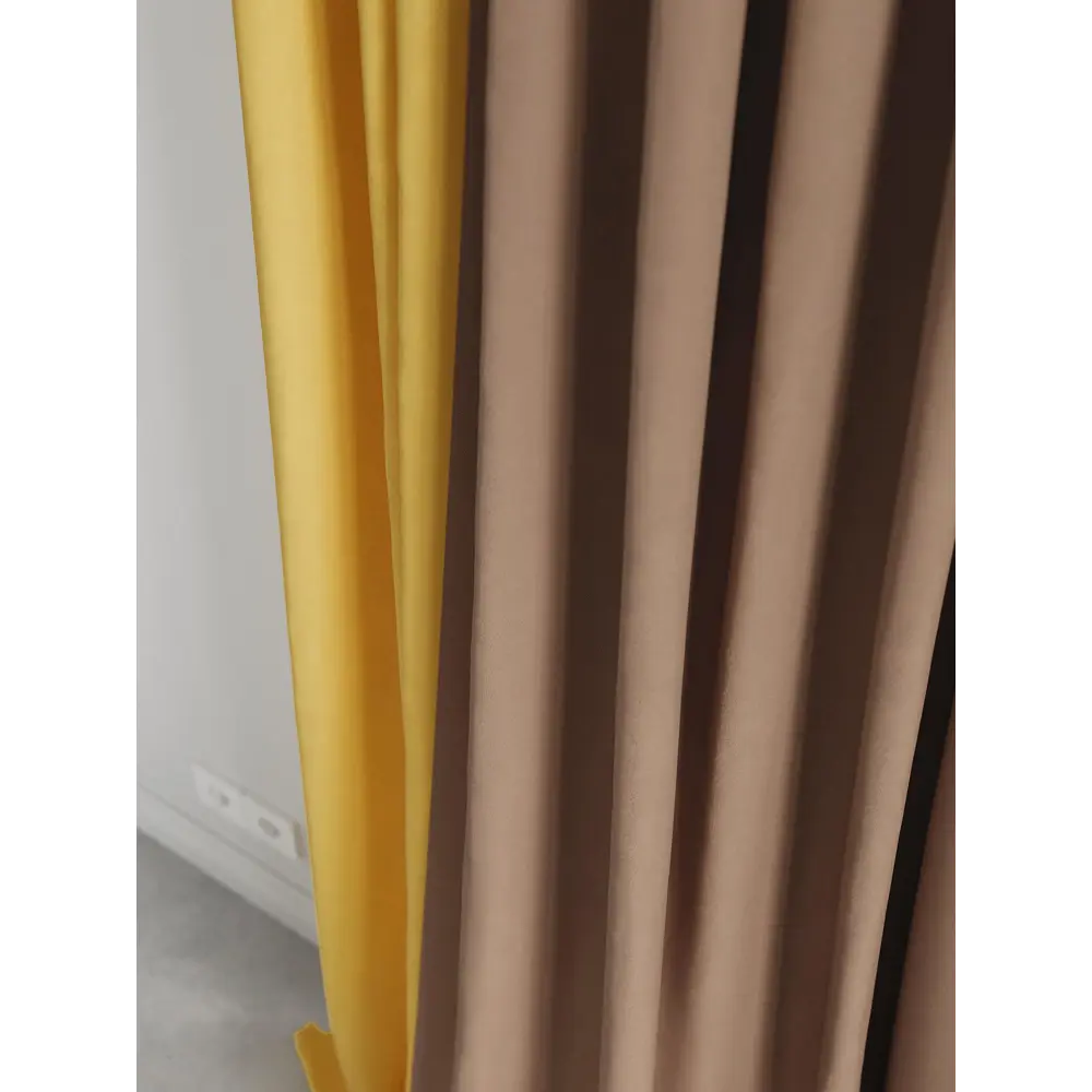 Фото 4 Комплект штор на ленте At Home Нобиус 145x270 см полиэстер цвет коричневый/желтый AA213635-270