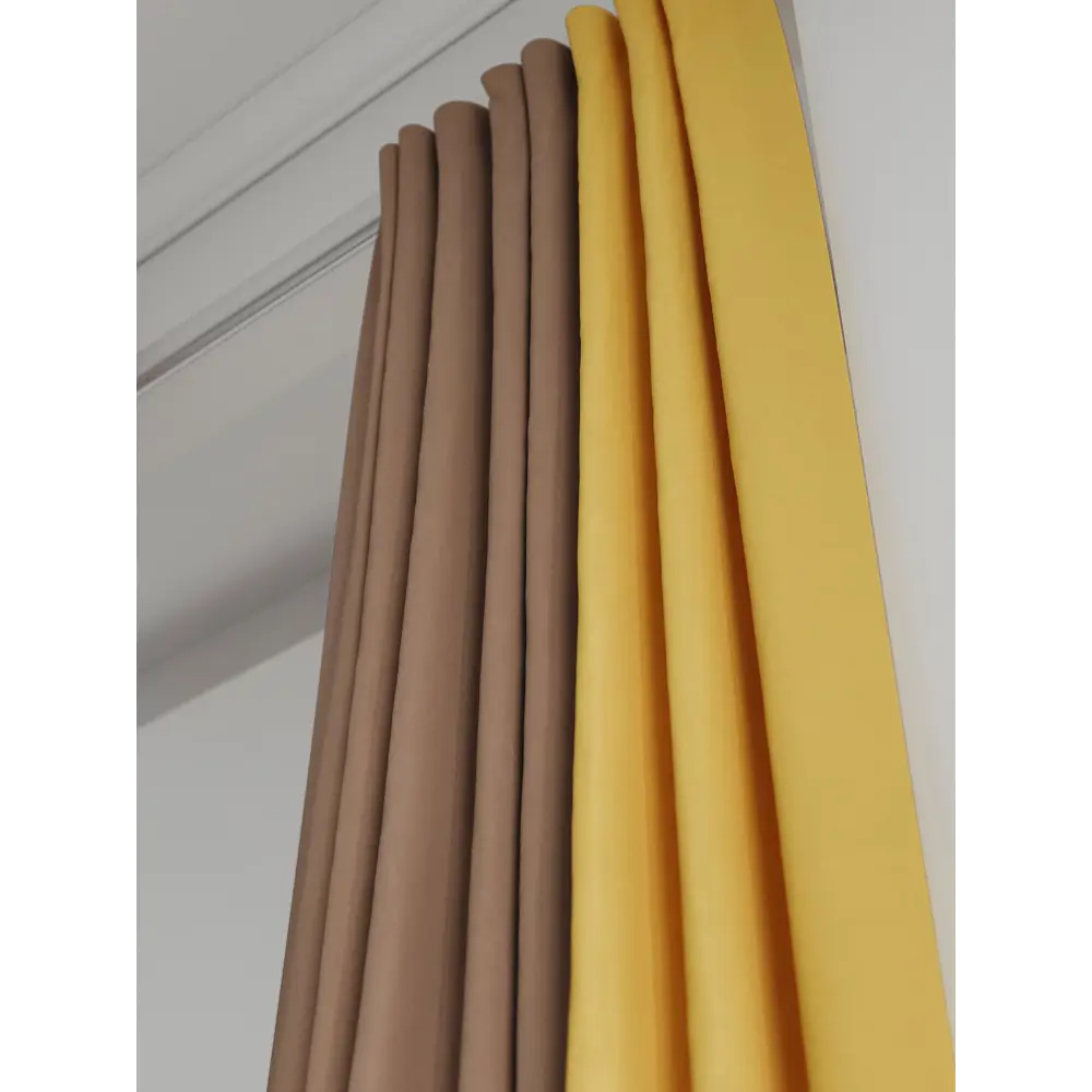 Фото 5 Комплект штор на ленте At Home Нобиус 145x270 см полиэстер цвет коричневый/желтый AA213635-270