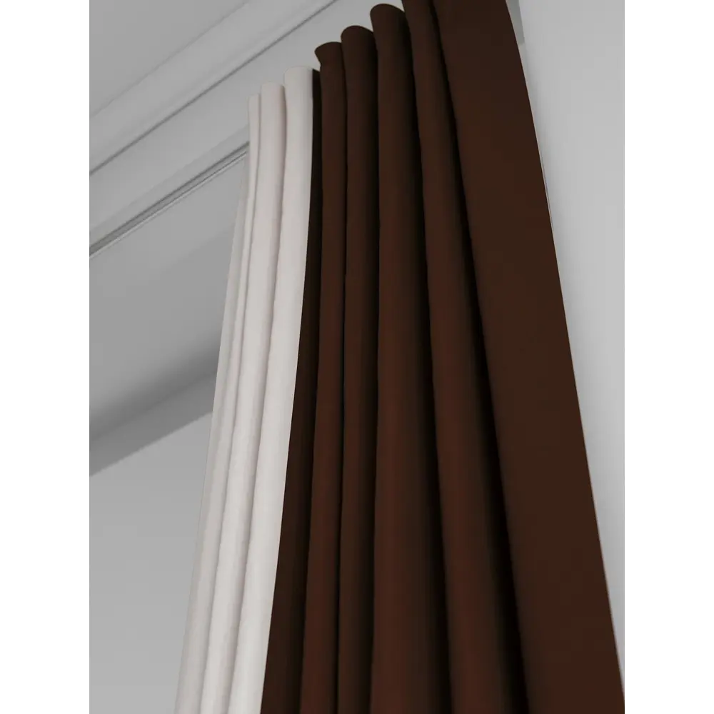 Фото 5 Комплект штор на ленте At Home Нобиус 145x270 см полиэстер цвет коричневый AA213591-270