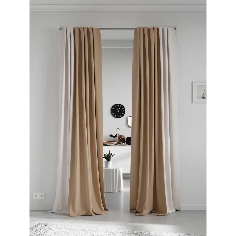 Фото 2 Комплект штор на ленте At Home Нобиус 145x270 см полиэстер цвет бежевый AA213617-270