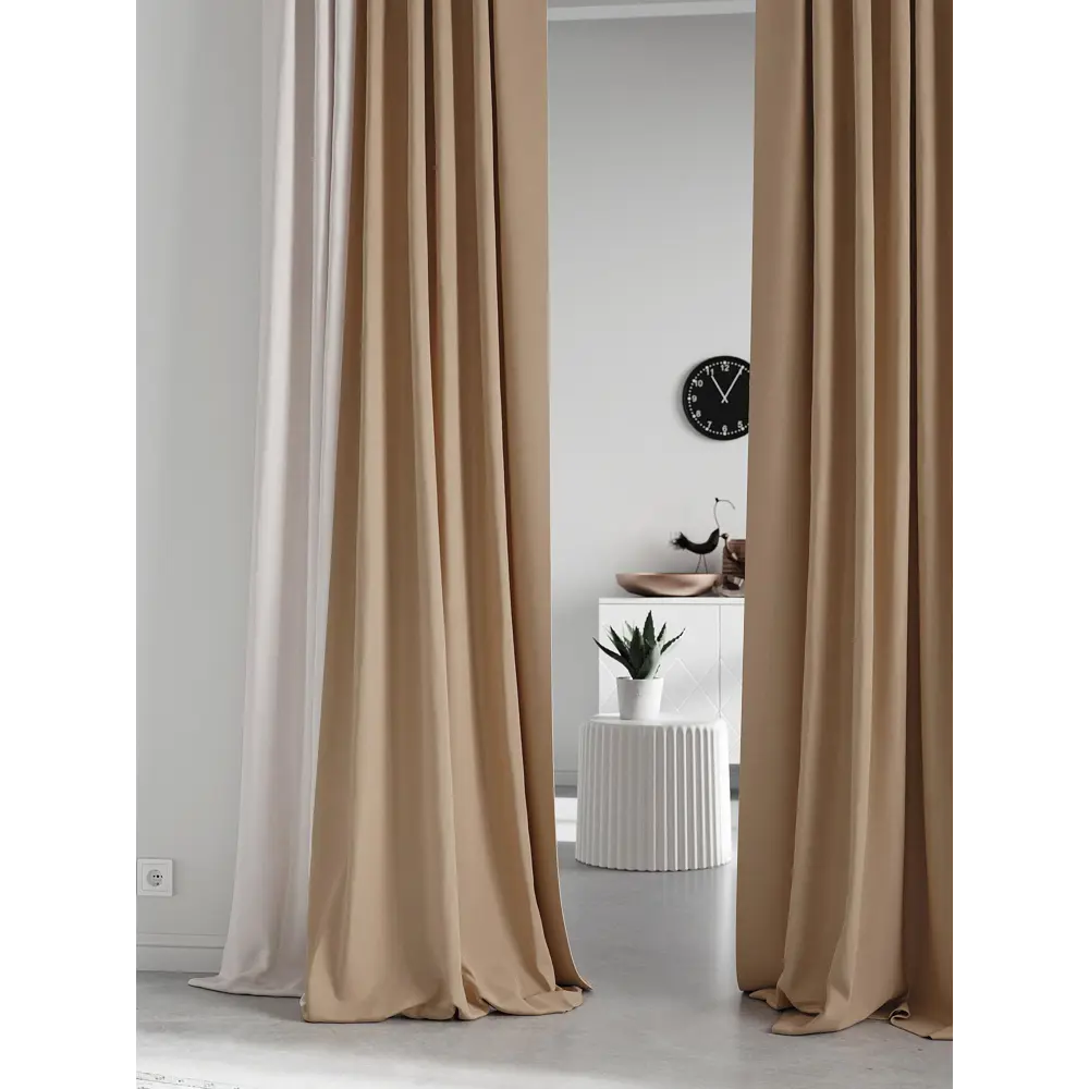 Фото 3 Комплект штор на ленте At Home Нобиус 145x270 см полиэстер цвет бежевый AA213617-270