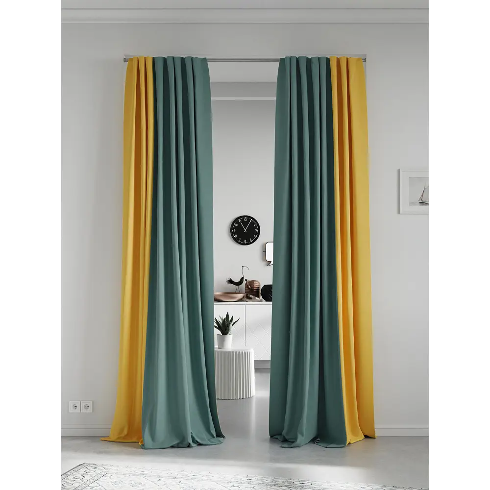 Фото 2 Комплект штор на ленте At Home Нобиус 145x340 см полиэстер цвет бирюзовый AA213638-340 Фото 2 Комплект штор на ленте At Home Нобиус 145x340 см полиэстер цвет бирюзовый AA213638-340