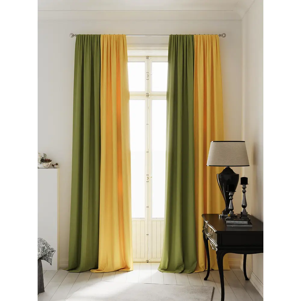 Фото 2 Комплект штор на ленте At Home Нобиус 145x240 см полиэстер цвет желтый AA213529-240 Фото 2 Комплект штор на ленте At Home Нобиус 145x240 см полиэстер цвет желтый AA213529-240