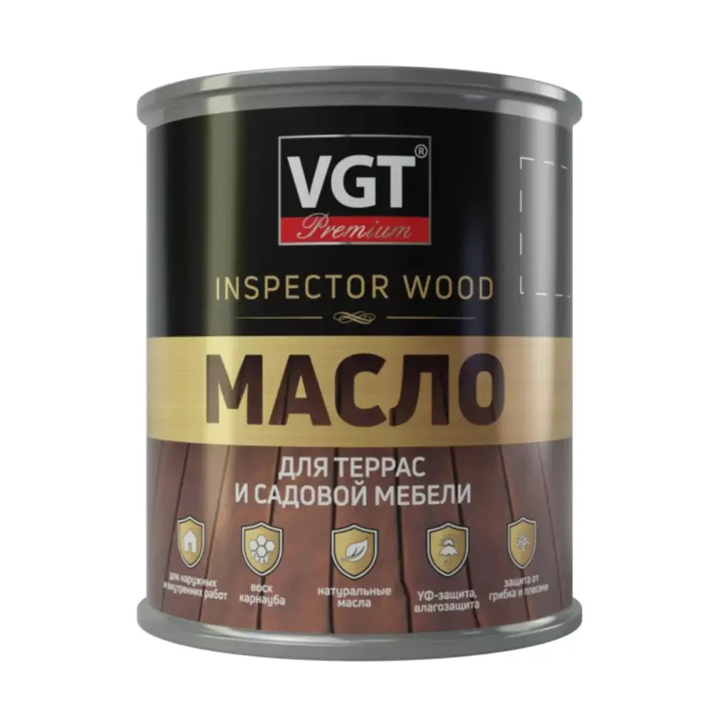 Фото Масло для террас и садовой мебели Vgt цвет дуб темно-серый 1.8 кг Фото Масло для террас и садовой мебели Vgt цвет дуб темно-серый 1.8 кг