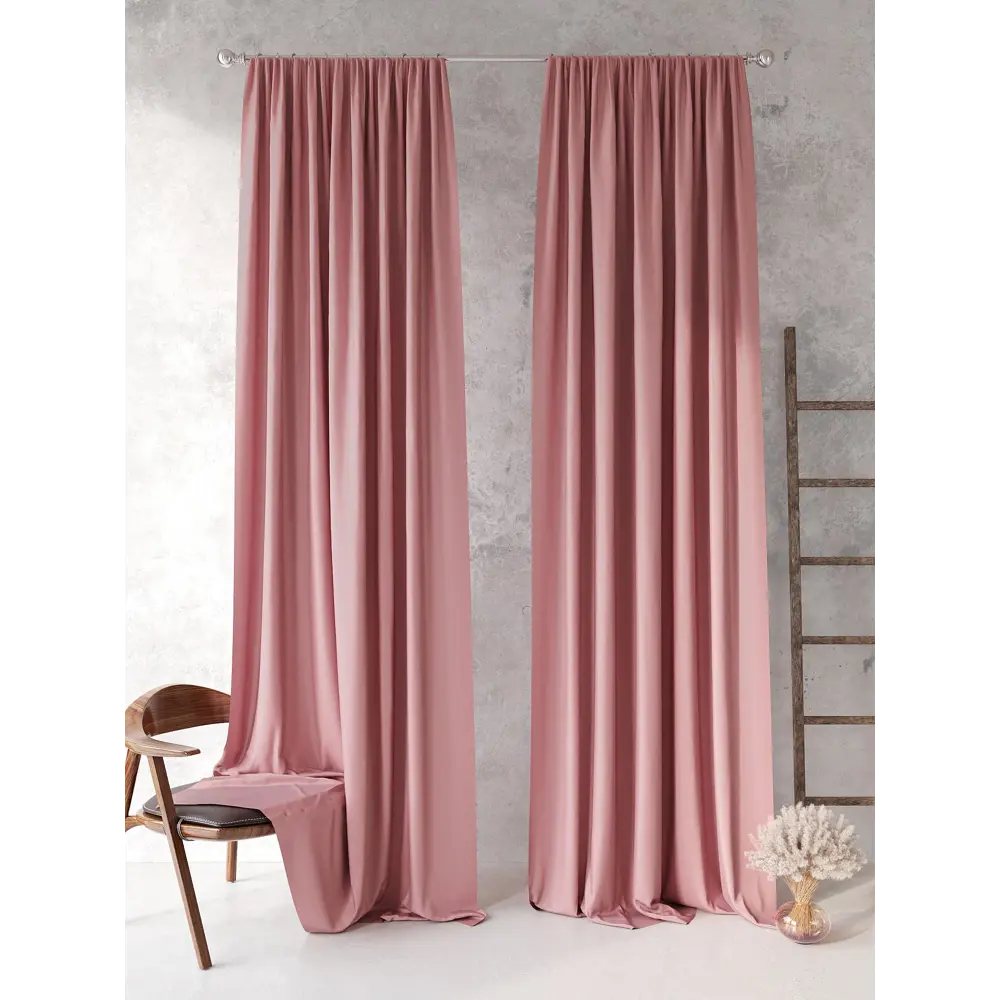 Фото 8 Комплект штор на ленте At Home Блэки 150x270 см блэкаут цвет розовый AA213036