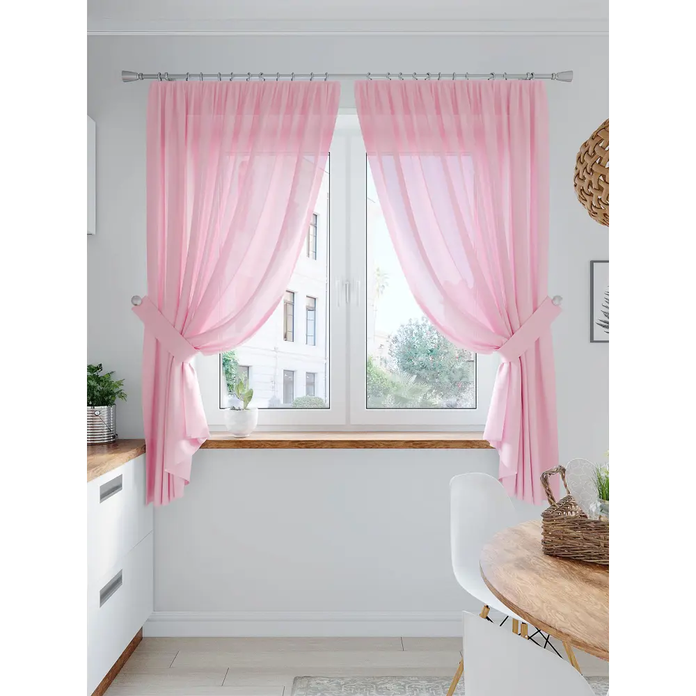 Фото 2 Тюль на ленте At Home Лирика (розовый) 200x145 см вуаль цвет розовый AA206484 Фото 2 Тюль на ленте At Home Лирика (розовый) 200x145 см вуаль цвет розовый AA206484