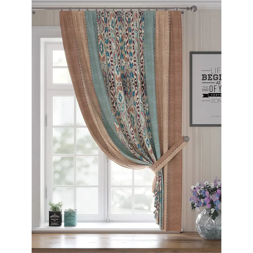 Фото 4 Штора на ленте репс Helga Фронвирес 150x180 см цвет коричневый HH530287