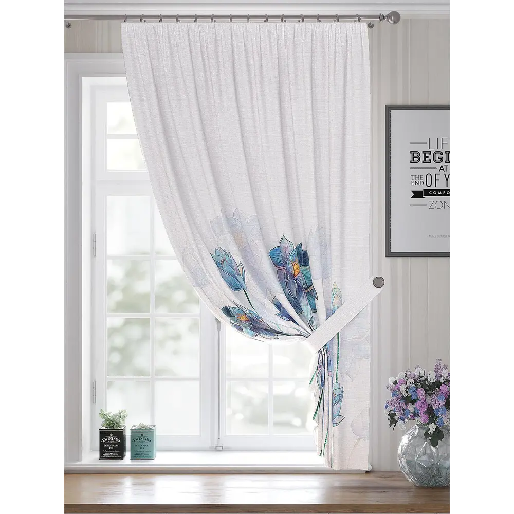 Фото 4 Штора на ленте репс Helga Лофикен 150x180 см цвет синий HH530306