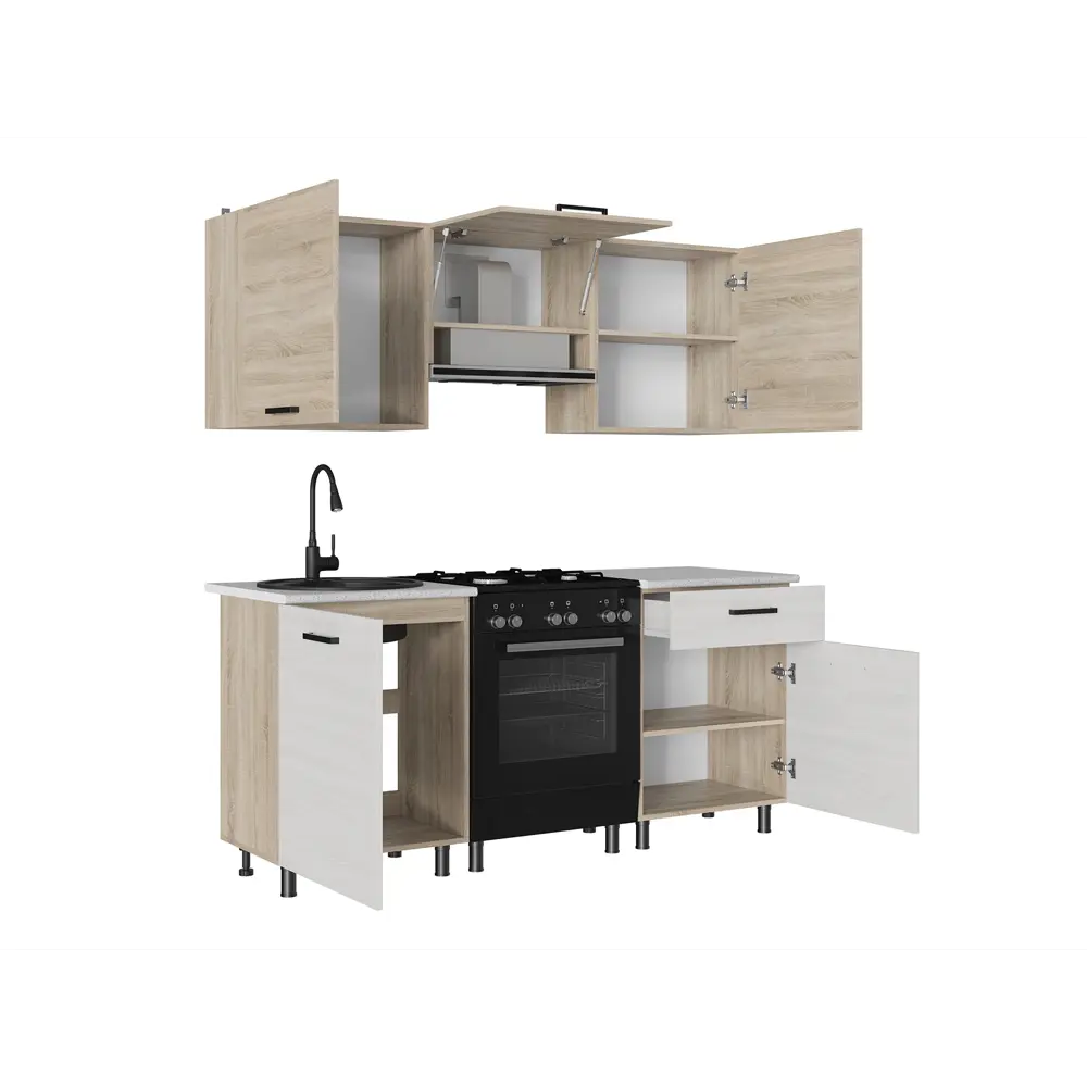 Фото 3 Кухонный гарнитур МК Стиль Глория 180x206 см ЛДСП цвет ясень анкор светлый/сахара