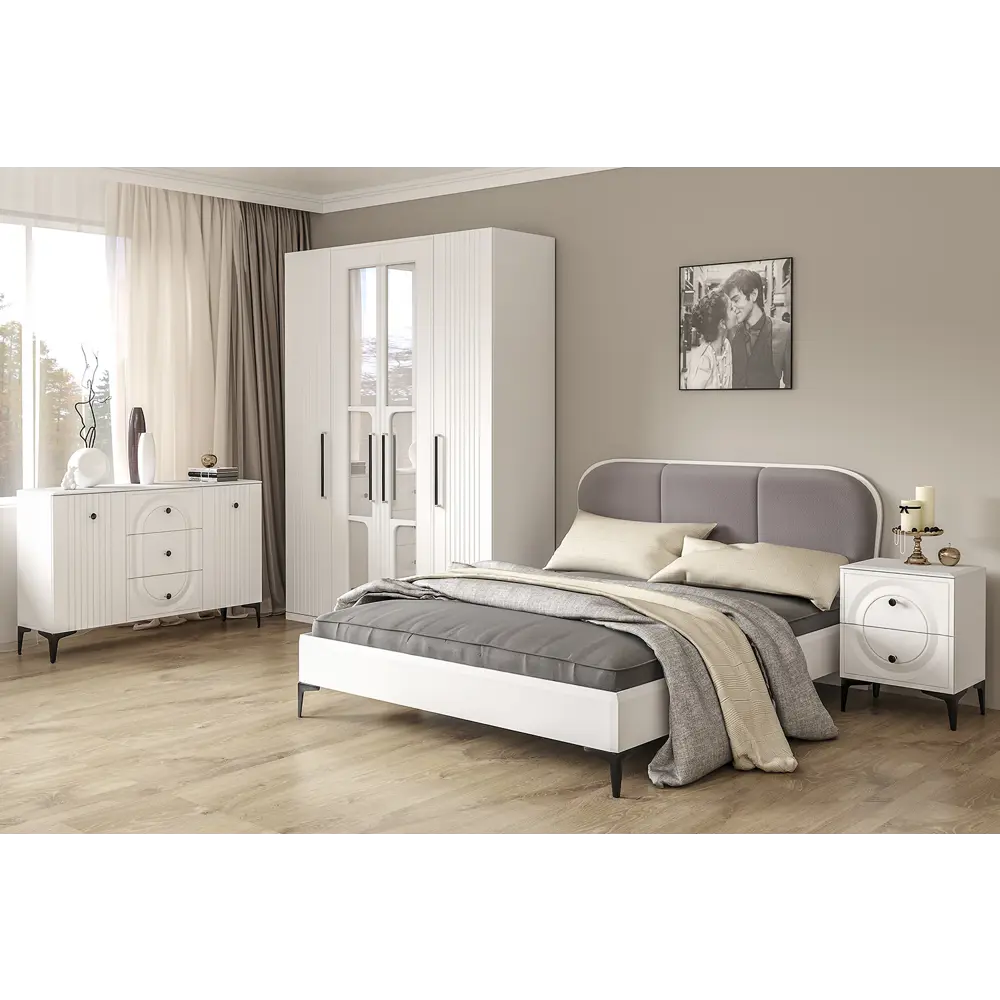 Фото 3 Кровать Mobi Валенсия 174x103.8x204 см ЛДСП цвет белый Фото 3 Кровать Mobi Валенсия 174x103.8x204 см ЛДСП цвет белый