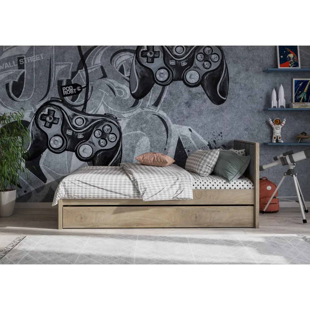 Фото 6 Кровать Furniture integration Этна 200x90 см цвет дуб эндгрейн/белый гладкий Фото 6 Кровать Furniture integration Этна 200x90 см цвет дуб эндгрейн/белый гладкий