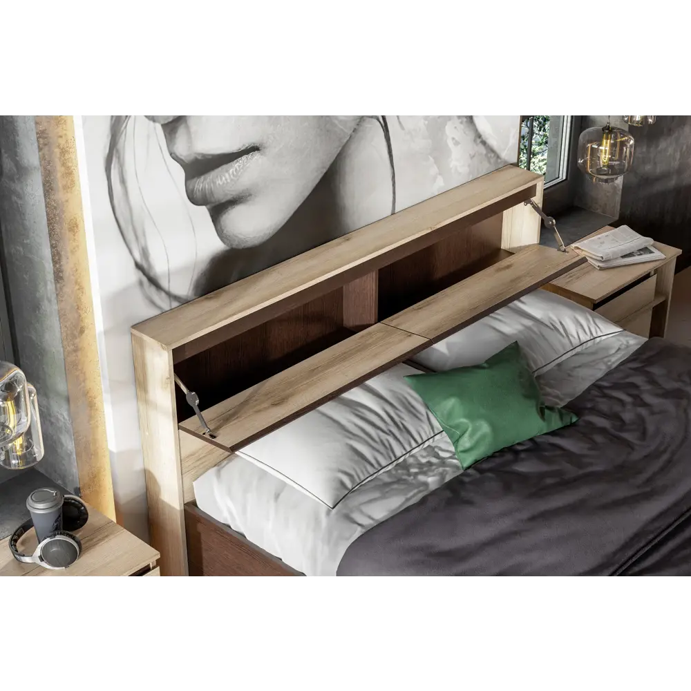 Фото 5 Кровать Furniture integration Берген 166.7x95x218.2 см ЛДСП цвет венге, дуб делано Фото 5 Кровать Furniture integration Берген 166.7x95x218.2 см ЛДСП цвет венге, дуб делано