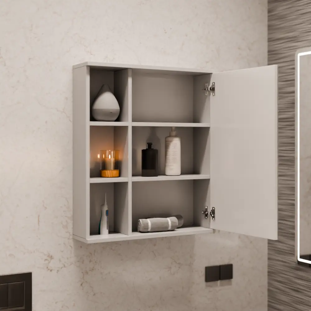 Фото 4 Шкаф подвесной Richi shkaf_vannaya_beliy_60 60x72см цвет белый