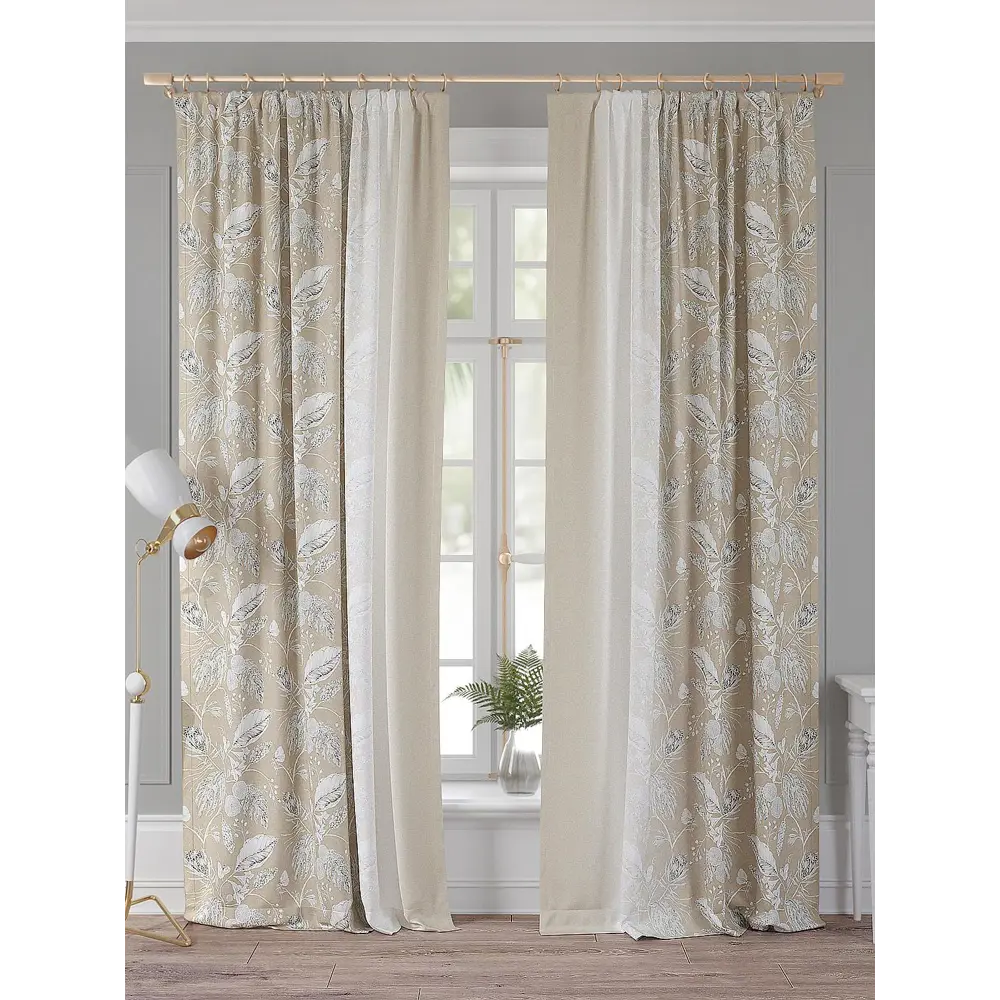 Фото Комплект штор на ленте велюр Helga Лехвирс 150x260 см цвет серебристый HH958288