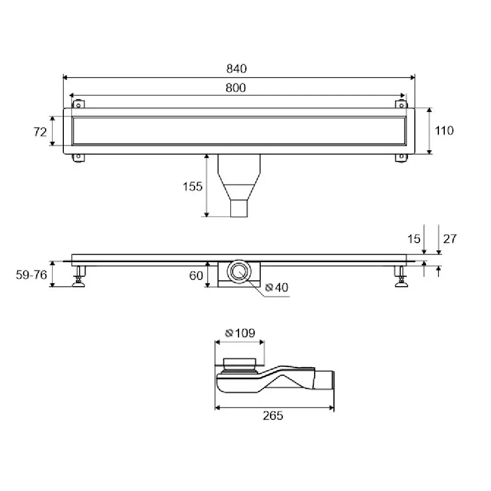 Фото 4 Трап для душа Excellent Inex.1515.800.P.GL мокрый затвор 11x84 см нержавеющая сталь Фото 4 Трап для душа Excellent Inex.1515.800.P.GL мокрый затвор 11x84 см нержавеющая сталь