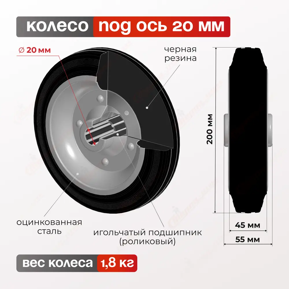 Фото 2 Колесо под ось 20мм Стелла-техник 4000-200 4000-200 Ø 200 мм Фото 2 Колесо под ось 20мм Стелла-техник 4000-200 4000-200 Ø 200 мм