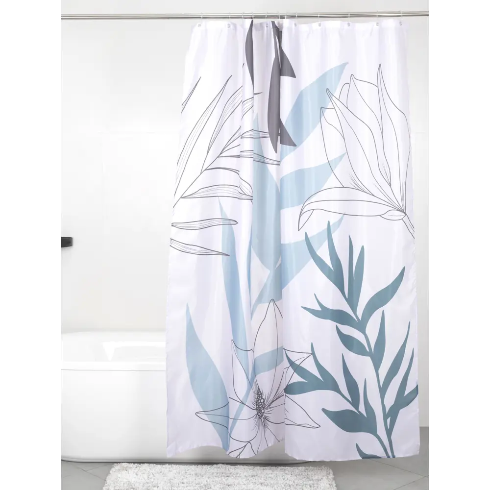 Фото 7 Шторка для ванной комнаты FORA FOR-PH-AQUAFLOWER 200x180см цвет разноцветный Фото 7 Шторка для ванной комнаты FORA FOR-PH-AQUAFLOWER 200x180см цвет разноцветный