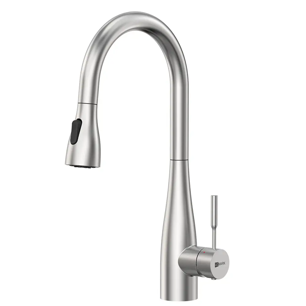 Фото Смеситель для кухни Lemark Lm5084S с выдвижным поворотным изливом цвет сталь